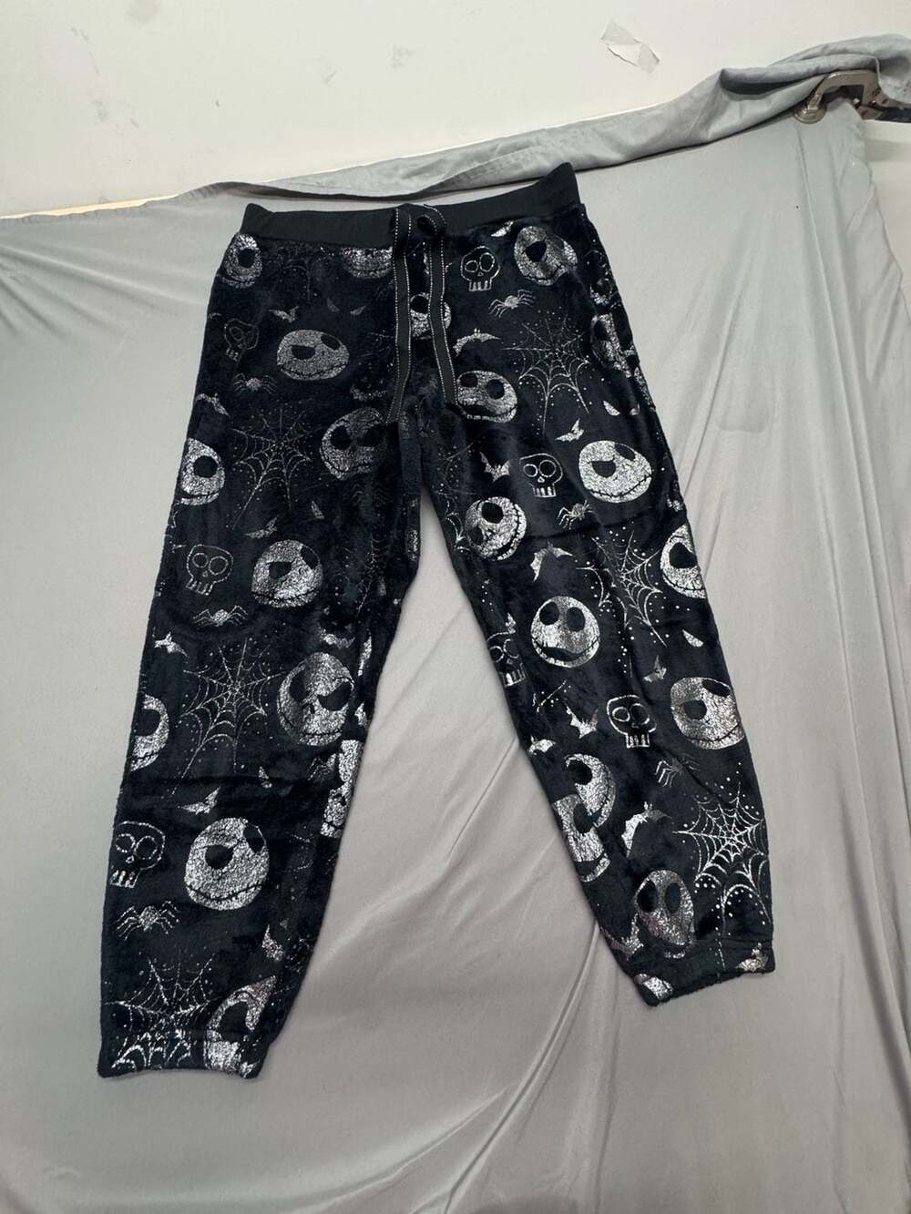 Disney The Nightmare Before Christmas Lounge Pants Size L 12/14 Black Silver